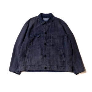 FADED SULFUR DYED LINEN UTILITY JACKET - NAVY