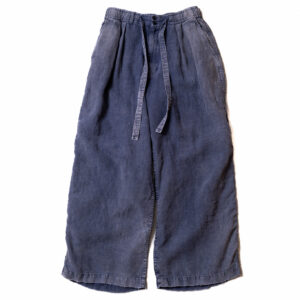 FADED SULFUR DYED LINEN WIDE EASY PANTS - NAVY